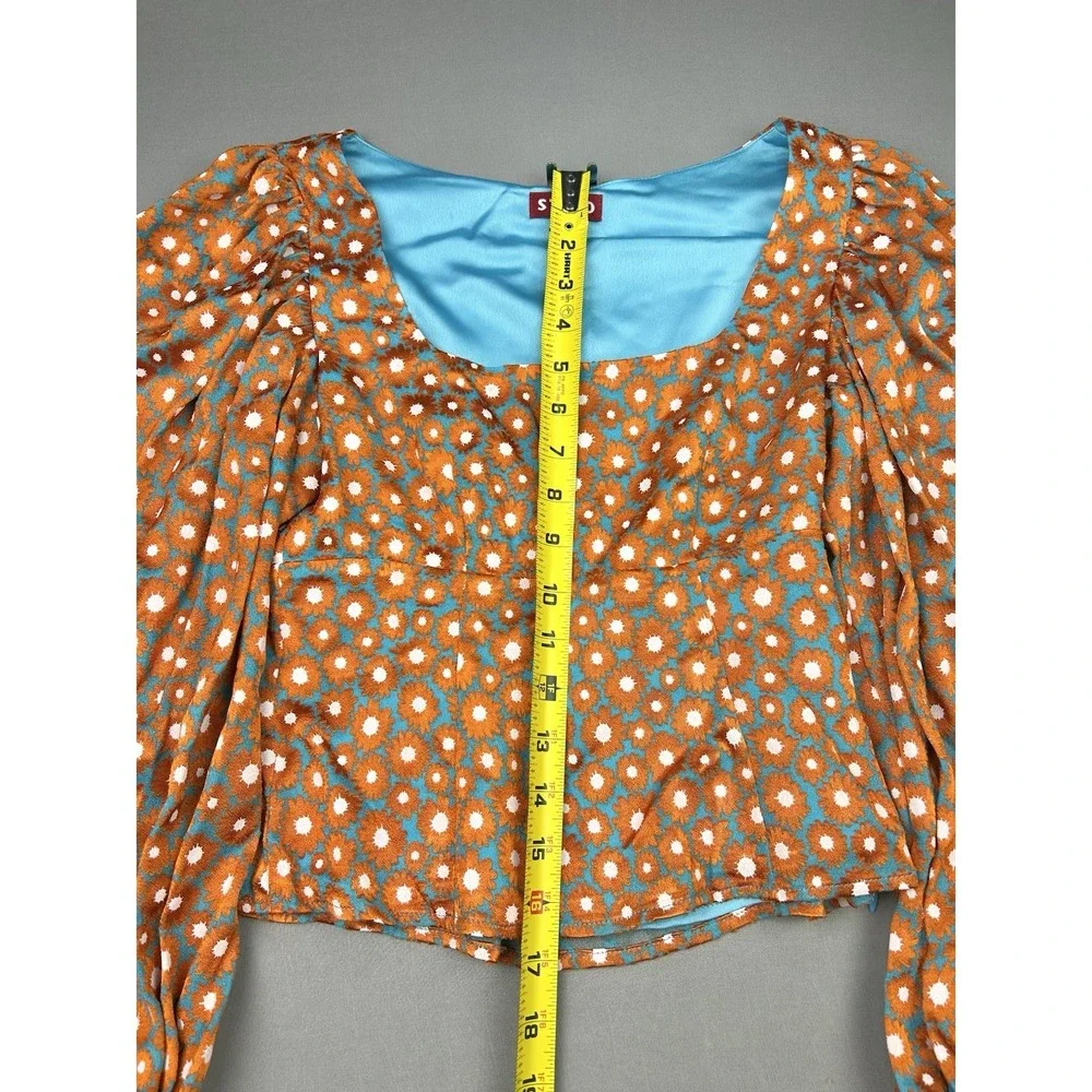 Staud Women's‎ 0 Puff Sleeve Floral Blouse Retro Whimsical Top